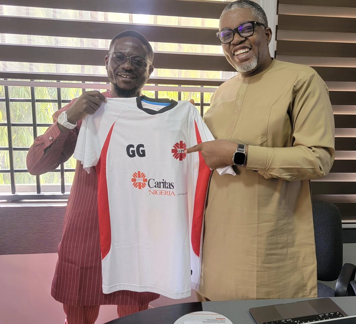 CCFNigeria's tweet photo. In anticipation of the Federation of International Development Agencies Football (FIDAF) Tournament, some members of the @CCFNigeria's Senior Management Team proudly received their team jerseys.
https://t.co/RbLlLb638w https://t.co/t7e3GZG1he
