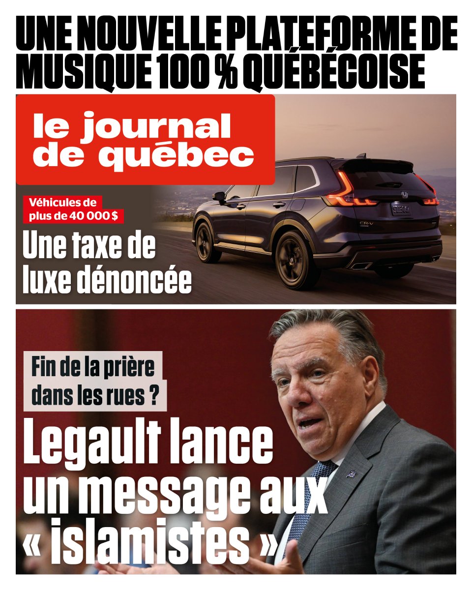 JdeQuebec's tweet photo. Voici notre une du soir en ce 6 décembre 2024! Pour vous abonner à nos infolettres, c’est ici: https://t.co/SmAk8xKGLn https://t.co/51CTxxxPSc