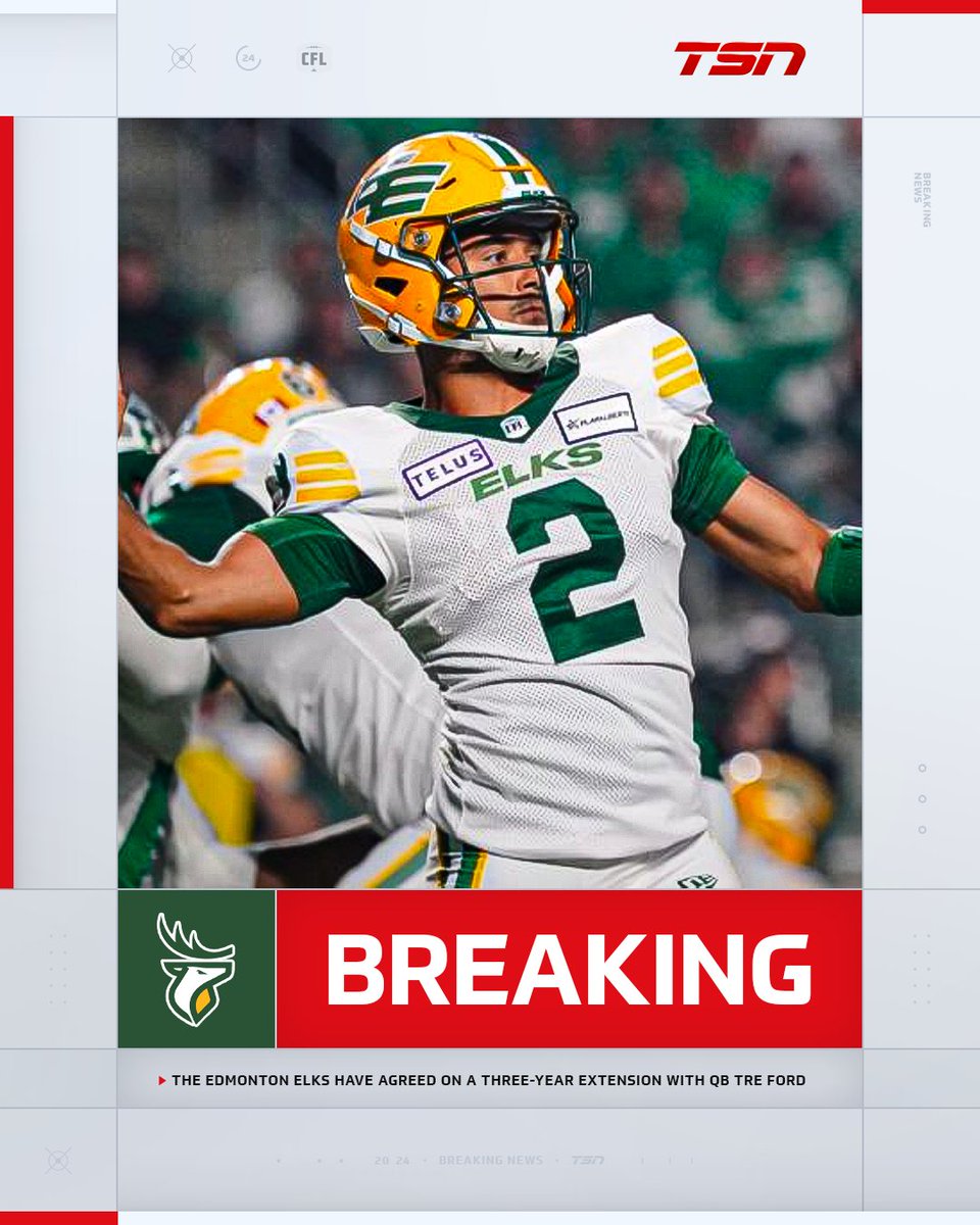The Elks have inked Tre Ford to a three-year extension 🦌

<a href="/CFL/">CFL</a>  <a href="/GoElks/">Edmonton Elks</a>