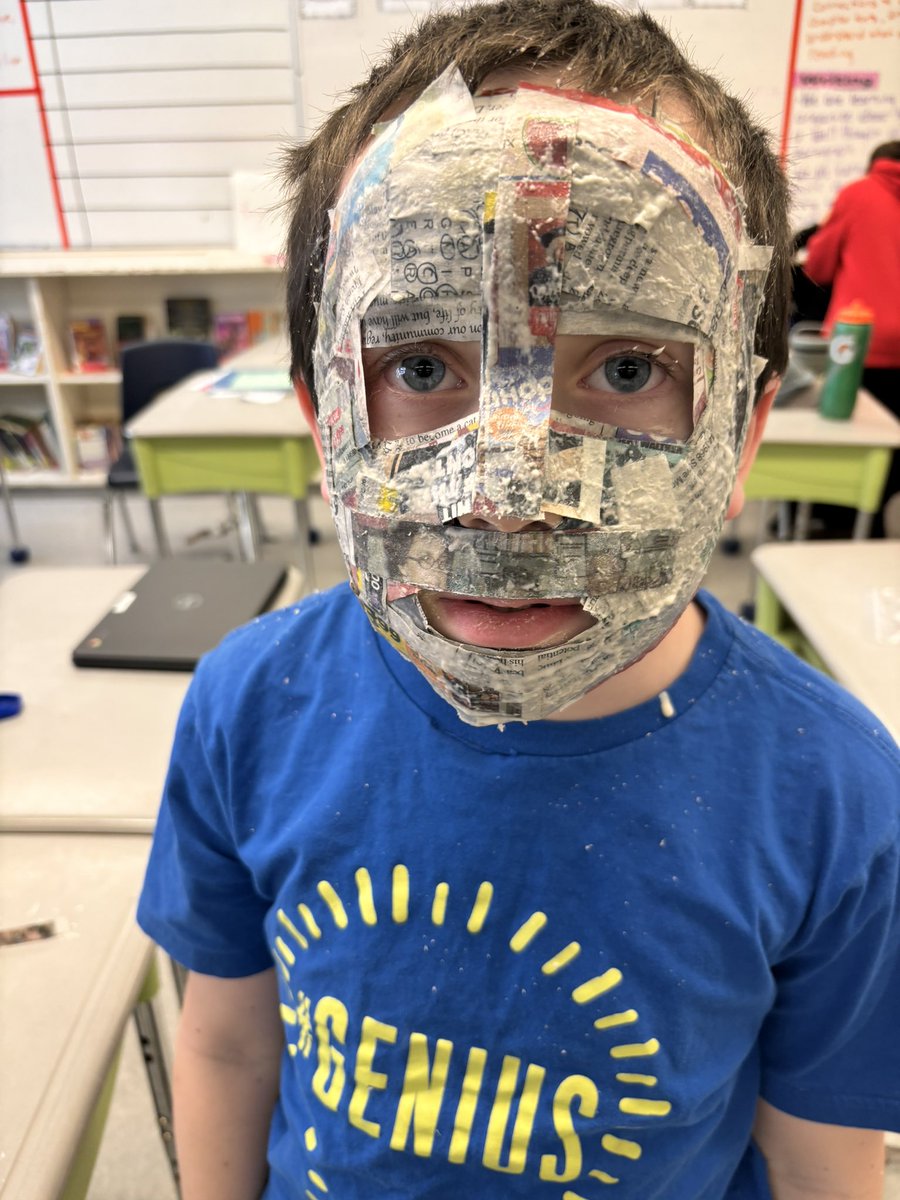 Here we go again! 
Paper Mache masks are underway!