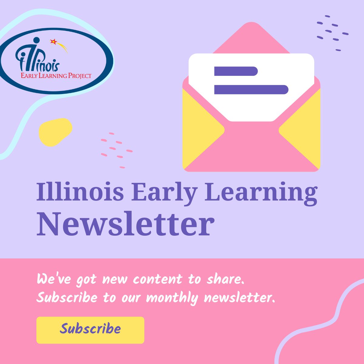 We've got new content to share. 
Subscribe to our monthly newsletter. 🗞️ 
#IllinoisEarlyLearning #Newsletter
illinoisearlylearning.org/newsletter/