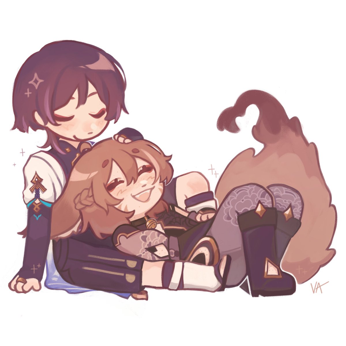 _starry_haze_'s tweet image. I SWEAR IM ALIVE have this incredibly adorable commission i got from @user_vanilla 🥺
+ extra doodles she made!!

#yumetwt #yumeship #GenshinImpact #scaramouche #wanderer