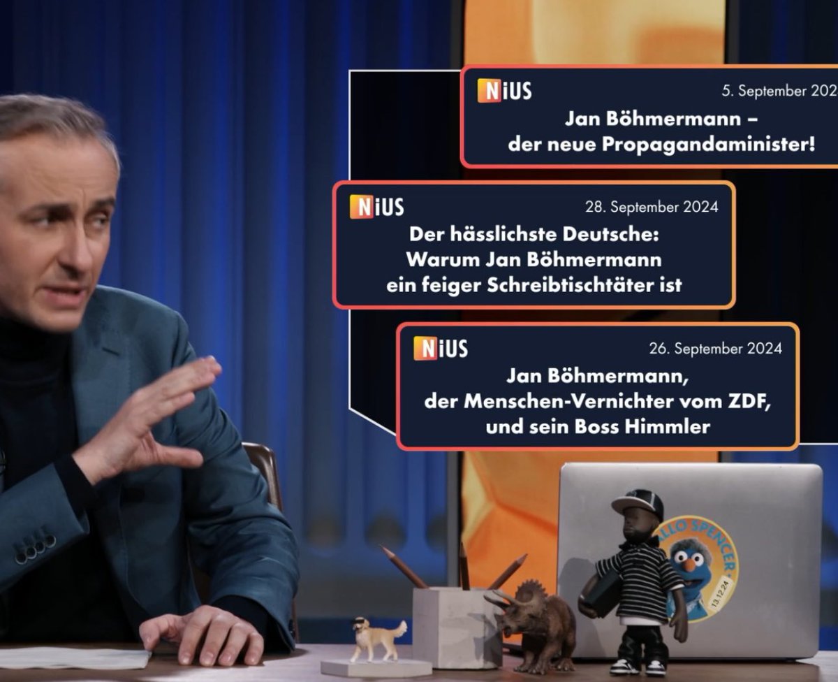 Sehr sehenswerte Folge des ZDF Magazin Royale zu #NIUS, deren Plagiaten und den Verstrickungen mit Rechtsextremen. Was sich bei Nius so Journalismus nennt, zeigt sich auch an Schlagzeilen wie „der hässlichste Deutsche“ über Jan Böhmermann
#Volksgitarre

zdf.de/comedy/zdf-mag…