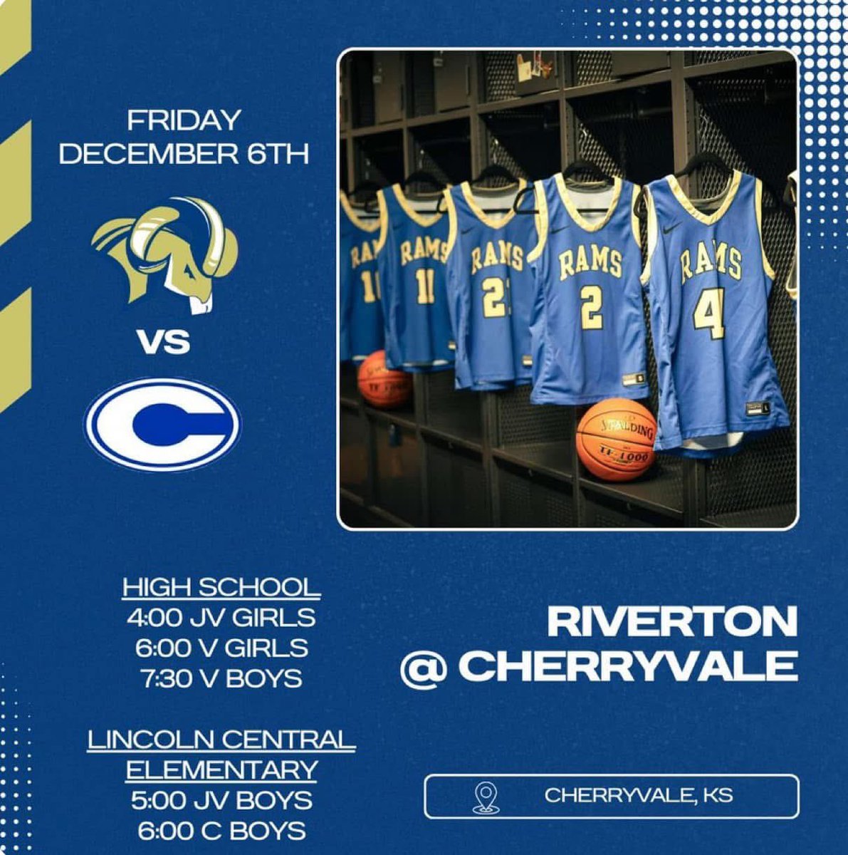 Game day at Cherryvale! Come out and support the guys. They’ve been working hard getting ready for this season! 6:00 varsity girls 7:30 varsity guys!