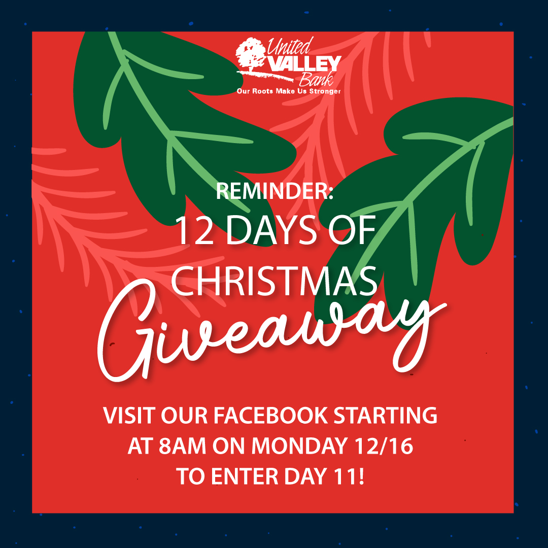 UVBank's tweet photo. DON'T FORGET: We have a few more days of our 12 Days of Christmas this week. Make sure you visit our Facebook page starting at 8:00am for your chance to enter to win! 🎅🎄⛄️ https://t.co/m1RcEcLkn9