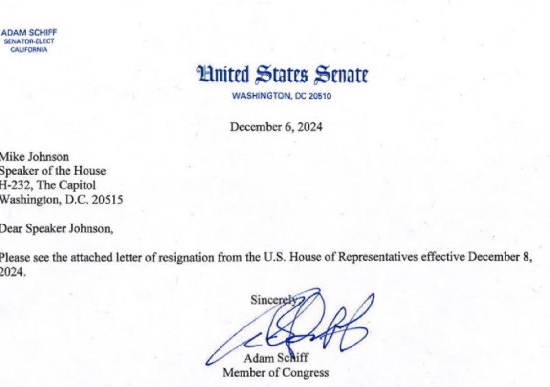 WeAreWoke1776_3's tweet photo. Liddle Pencil Neck Adam Schiff resigns effective immediately.
#Resignations
#TrackResignations https://t.co/qg8th614Vh
