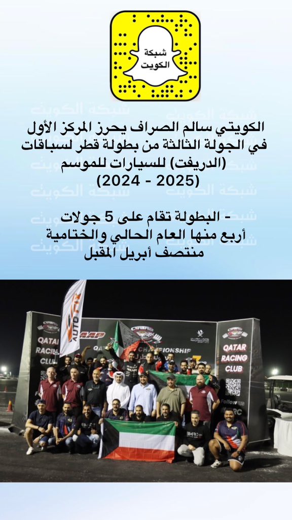 الكويتي سالم الصراف يحرز المركز الأول في الجولة الثالثة من بطولة قطر لسباقات (الدريفت) للسيارات للموسم (2024 - 2025)

- البطولة تقام على 5 جولات.. أربع منها العام الحالي والختامية منتصف أبريل المقبل