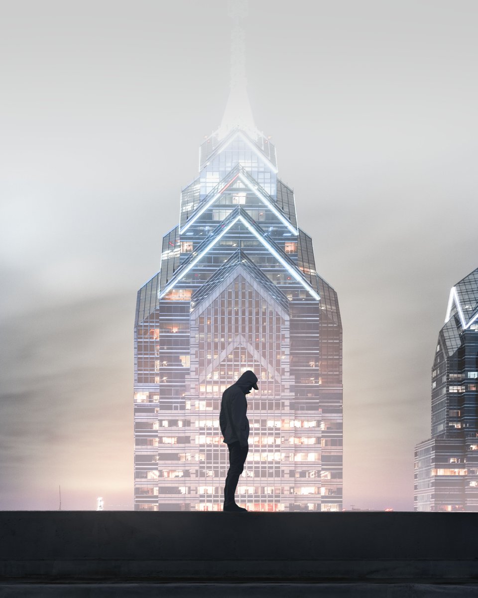 This is a photo edit I made in 2016 that largely inspired the Highrises project. I always loved when I could find a rooftop that was directly in line with the top of a notable building.