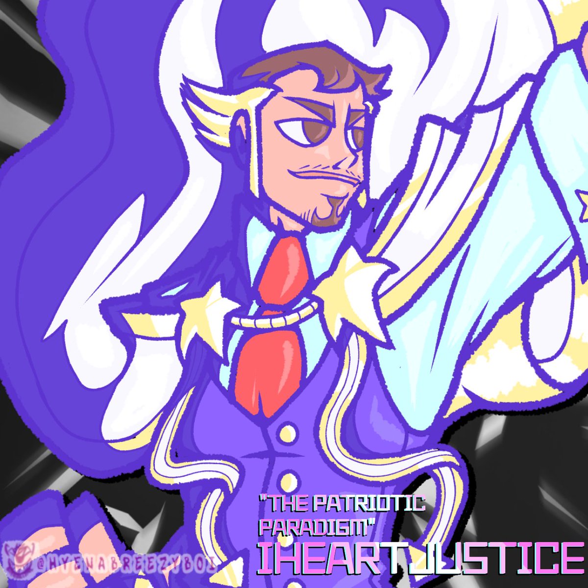 HyenaBreezyboi's tweet photo. Babe wake up new #FGCV character design just dropped.
This time we have @IHeartjustice_ Took inspo from Phoenix W. and Cap, wit some slight inspo from Beast Gohan for the colors
#hyenabreezyart #ArtTheMixUp https://t.co/n7FqV6kAQd