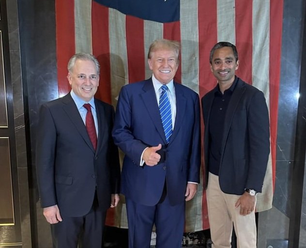 DreadBong0's tweet photo. Here is Chamath Palihapitiya explaining #Bittensor at a live All In podcast event

Among those listening is his Co host and friend, David Sacks

Donald Trump just announced Sacks to join his administration as Crypto and AI czar

I will let you draw your own conclusions here..

$TAO
