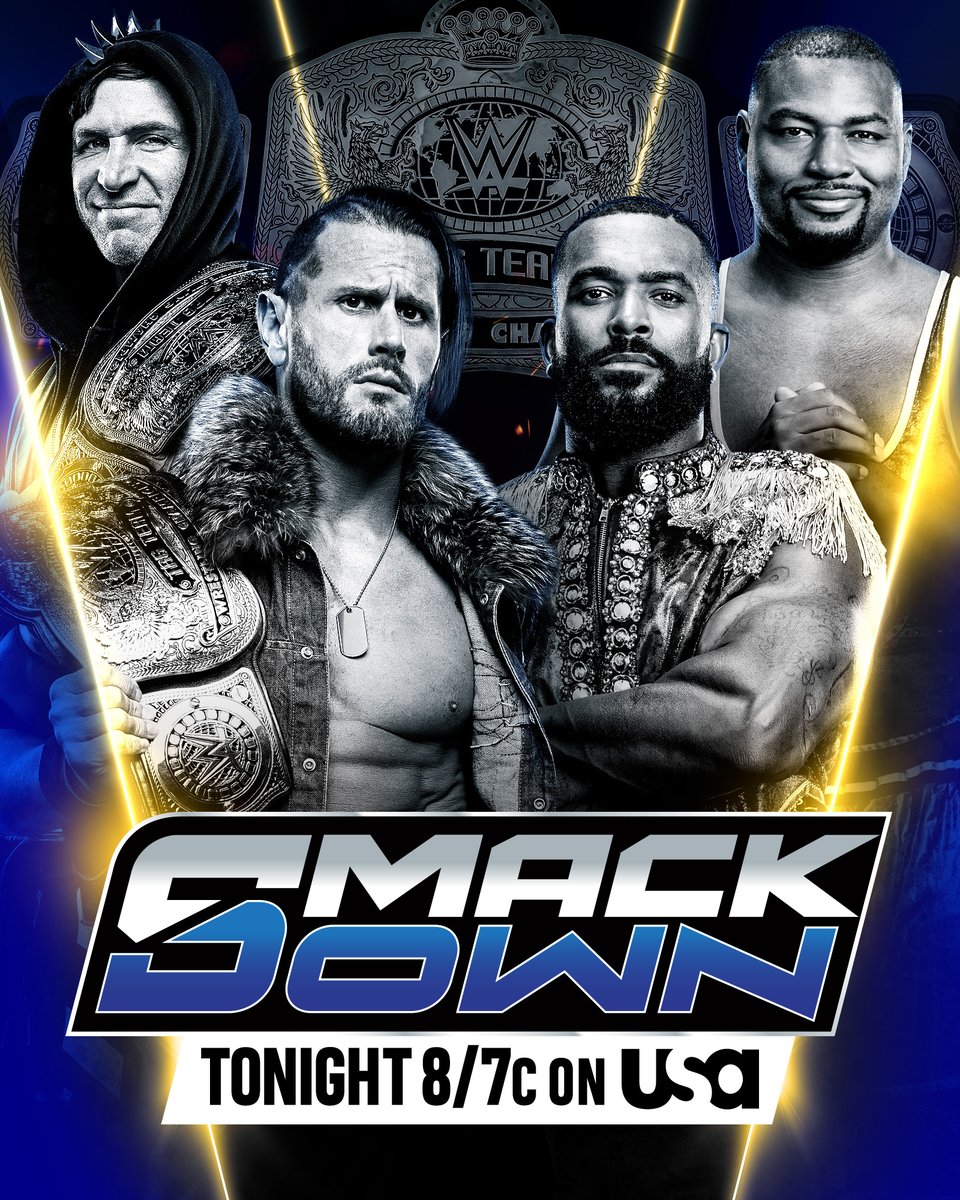 WWE's tweet photo. The WWE Tag Team Championship is on the line when the Motor City Machine Guns defend against The Street Profits TONIGHT on #SmackDown! 

📺 8/7c on @USANetwork https://t.co/0AC0hvF7yl