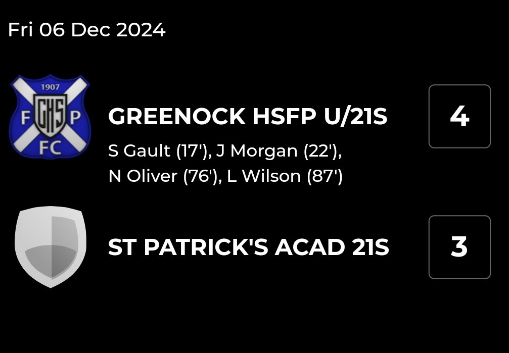 Cracking win for the boys tonight. 2 up through <a href="/Seangault6/">Sean gault</a> &amp; Joe Morgan. 3 -2 down with 15 to go but goals from <a href="/NathanO57280054/">Nathan Oliver</a> and  Lee Wilson grabbed the points. 

<a href="/spafaofficial/">Scottish Premier AFA</a> 
<a href="/scottish_aff/">AmateurFixturesResultsSCO</a>