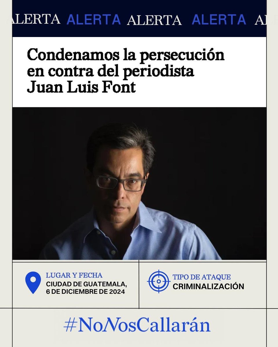 NoNosCallaranGT's tweet photo. 🔴Condenamos el uso indebido del derecho penal por parte de la jueza Abelina Cruz Toscano y Rafael Curruchiche en contra del periodista @JLFont001, que ha sido perseguido por el MP desde 2022. https://t.co/THVFJXpxWW