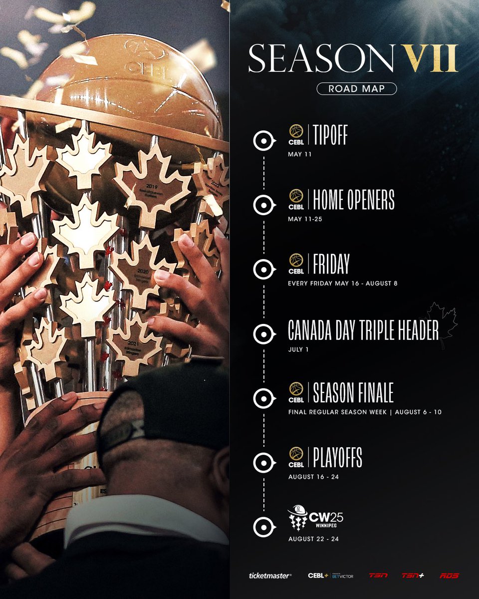 The SEASON VII Map 🗺️
Who will make it to the end?

Season premieres May 11, 2025
Get your tickets now 🎟️: cebl.ca/tickets

#PullUp #CEBLSeasonVII