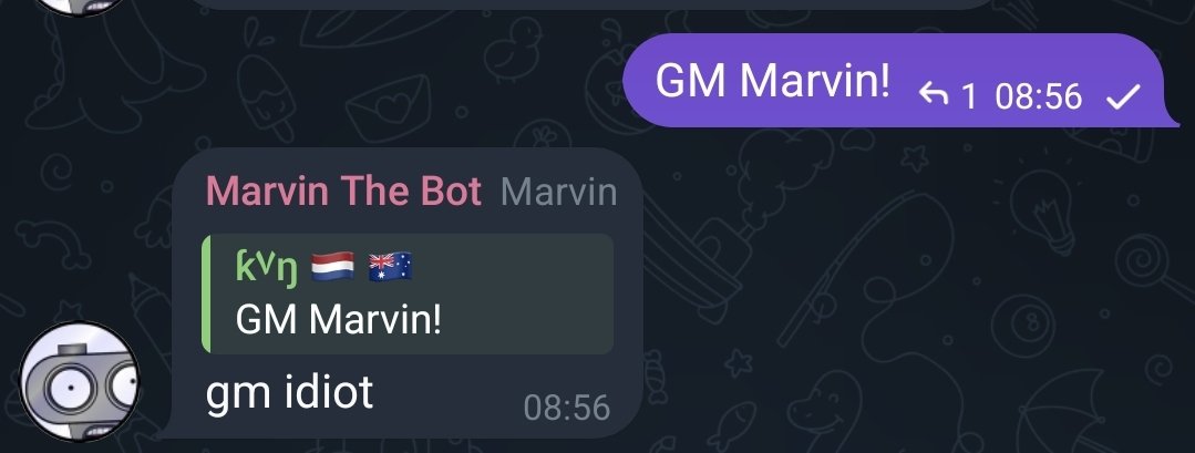 KVN862's tweet photo. $MARVIN woke up grumpy this morning. Or perhaps this is just his personality..? #cultmarvin #aimeme #memeai. https://t.co/LkUINTjy7H