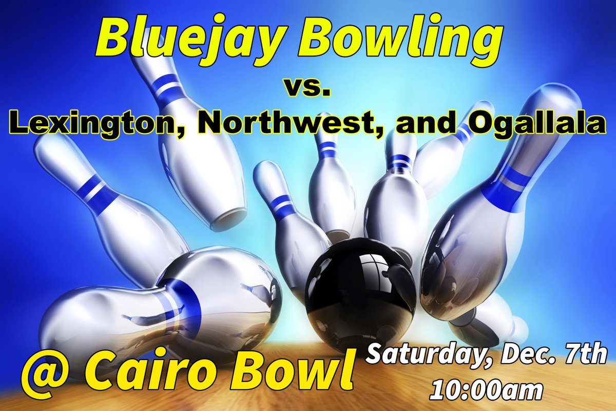 The Boys and Girls Bowling teams will compete in a double dual at Cairo Bowl tomorrow (Saturday, Dec. 7th) at 10:00am.  Teams involved include Lexington, Northwest, and Ogallala.  Good Luck, Jays!  #sewardjays
