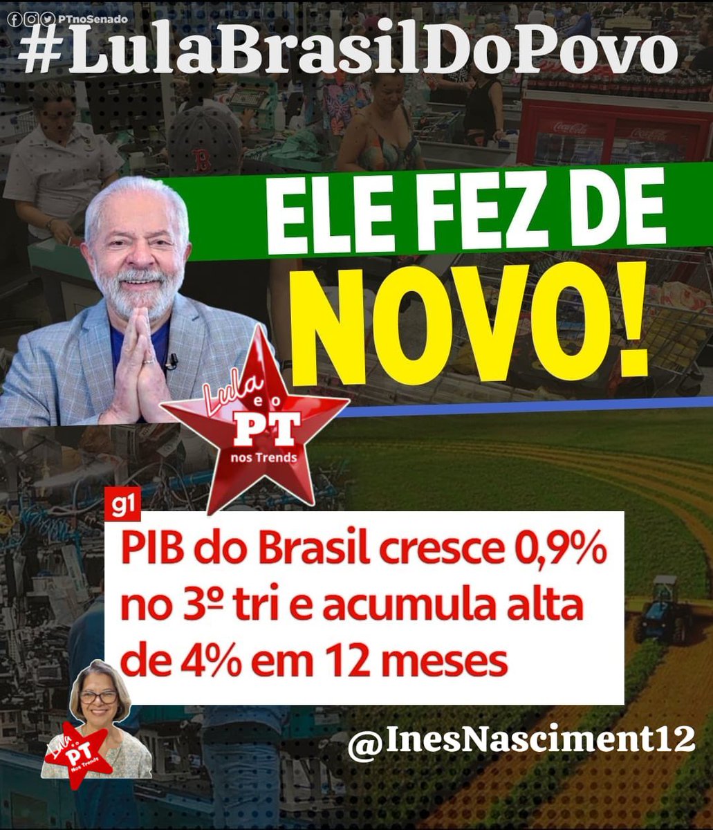Alice_inland13's tweet photo. #LulaBrasilDoPovo 
Brasil crescendo 3,5%/ano, desemprego 6,2% e caindo , índice de pobreza despencando, governo atende mercado e faz corte significado no gastos públicos. 
Quem não enxerga as grandes vantagens deste cenário só pode estar torcendo pelo caos e para o Brasil afundar, vivem de especulação e da desgraça alheia( vulgo mercado)