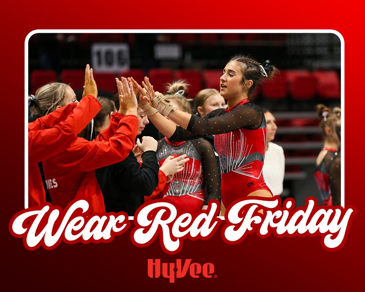 It's #WearRedFriday presented by <a href="/HyVee/">Hy-Vee</a>!

While most of our Huskies are on the road this weekend, <a href="/Niugymnastics/">NIU Gymnastics</a> hosts their Red vs. Black Intrasquad this Sunday at 1pm in the VEC!