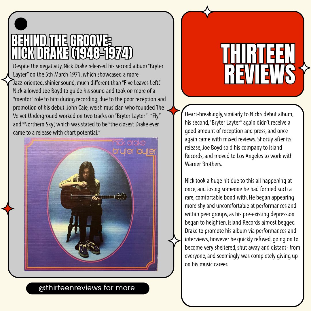 thirteenreviews's tweet photo. ❤️ BEHIND THE GROOVE - Nick Drake (1948-1974) ❤️ https://t.co/MXj0ciPa2j