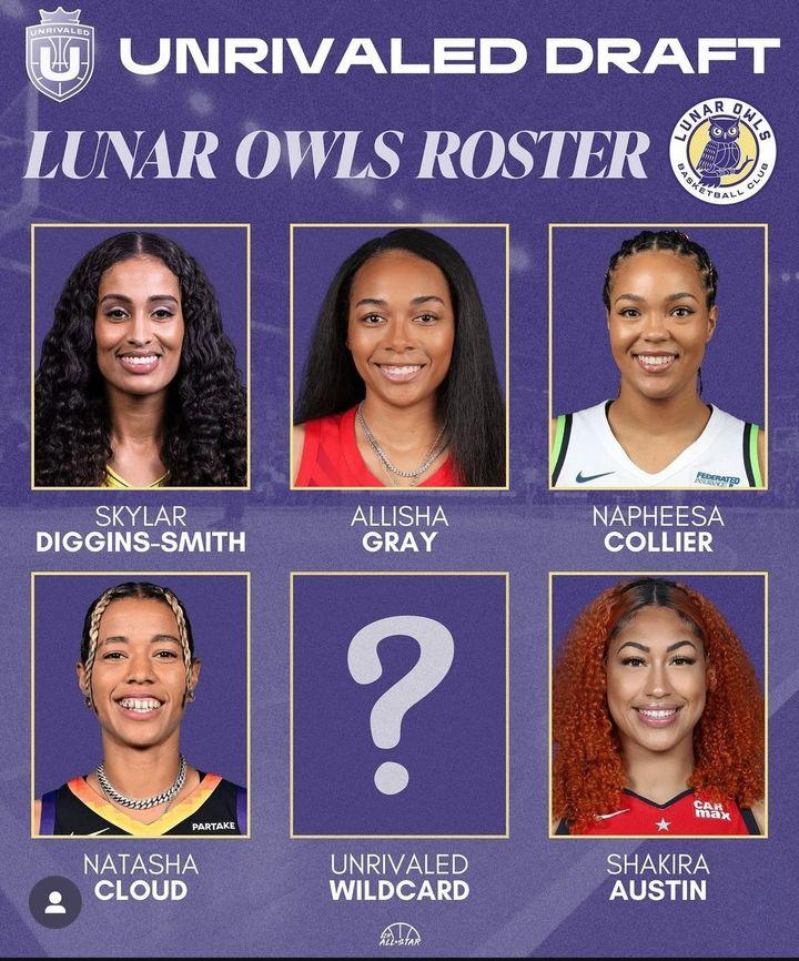 The Lunar Owls are set to dominate the Unrivaled Basketball season! With Coach D.J. Sackmann and our very own Lynx DPOY Napheesa Collier, they’re ready to make a statement! 💥🏀
#Unrivaled3XE #LunarOwls #NapheesaCollier #Basketball