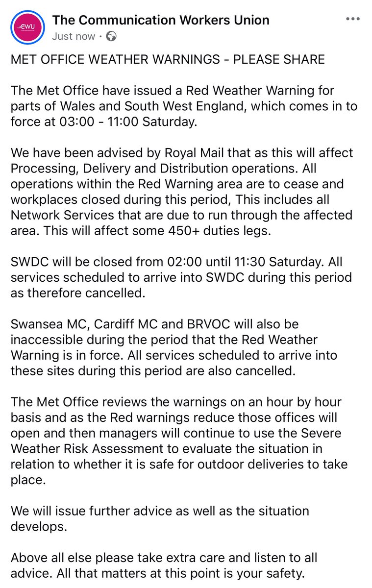 Met office weather warnings - please share.