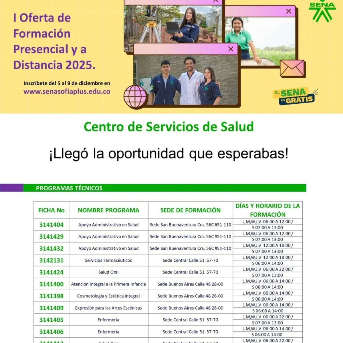 SENA_Antioquia's tweet photo. #EstudiaEnElSENA Llega la oportunidad que esperabas, Inscríbete a los programas del Centro de Servicios de Salud.
Inscríbete en: https://t.co/aJNtsyTwld te estamos esperando.

#ElSENANoSeDetiene https://t.co/ZvRrj0mM1s