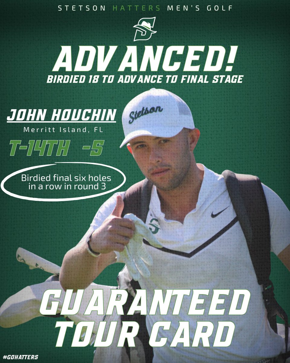 𝗙𝗿𝗼𝗺 𝗦𝘁𝗲𝘁𝘀𝗼𝗻 𝘁𝗼 𝘁𝗵𝗲 𝗧𝗼𝘂𝗿! 

A birdie on 18 seals the deal for John Houchin, who advances to the final round and earns a guaranteed Tour Card!

#GoHatters