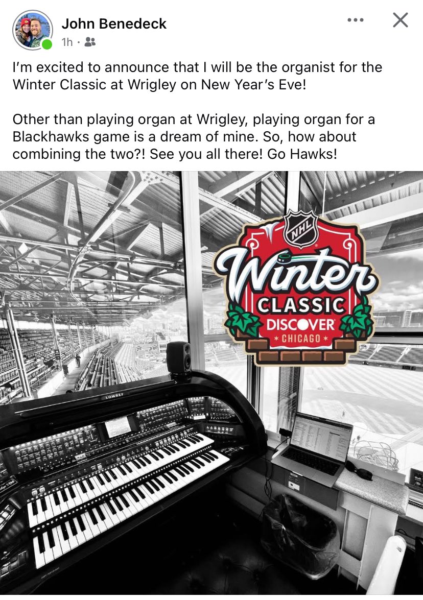 Some big news from Cubs co-organist <a href="/JohnBenedeck/">John Benedeck</a>, who will soon be able to say he played a gig with The Smashing Pumpkins and Chance the Rapper. 😎

Congrats, John!! 🏒⚾️🎹❄️🙌