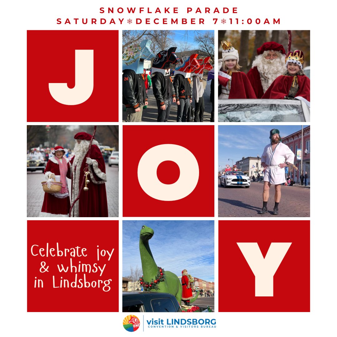 Bundle up! Grab a hot beverage! The Snowflake Parade starts at 11:00am tomorrow! Whimsical, jovial, and sometimes just plain silly--the Snowflake Parade is fun for all!
#ToTheStarsKS #Lindsborg #LittleSweden #ChristmasinLindsborg