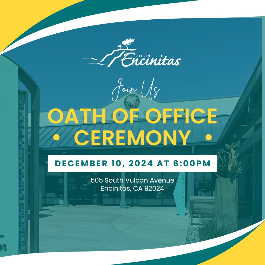 Join us at the December 10 Special City Council Meeting! The City will be honoring the outgoing Council Members and swearing in our newly elected officials at the December 10 Special City Council meeting, starting at 6PM.