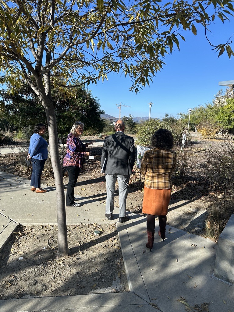 csusm_chabss's tweet image. Thank you Provost and Vice President of Academic Affairs Carl Kemnitz for visiting CHABSS Monday. The tour included the CSUSM Ethnobotany Garden with anthropology Associate Professor Laurette McGuire and Professor Emeritus and Garden Director Bonnie Bade and Dean Liora Gubkin.