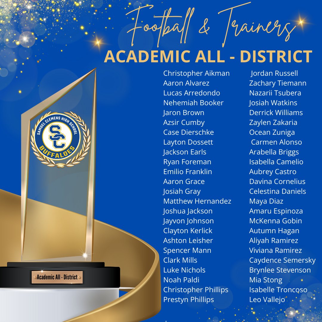 scbuffalostrong's tweet photo. Huge congrats to these @ClemensBuffsFB and @TrainersSc students for working hard in the classroom! @SamuelClemensHS @SCUCISD https://t.co/CzZLF2RZ9c