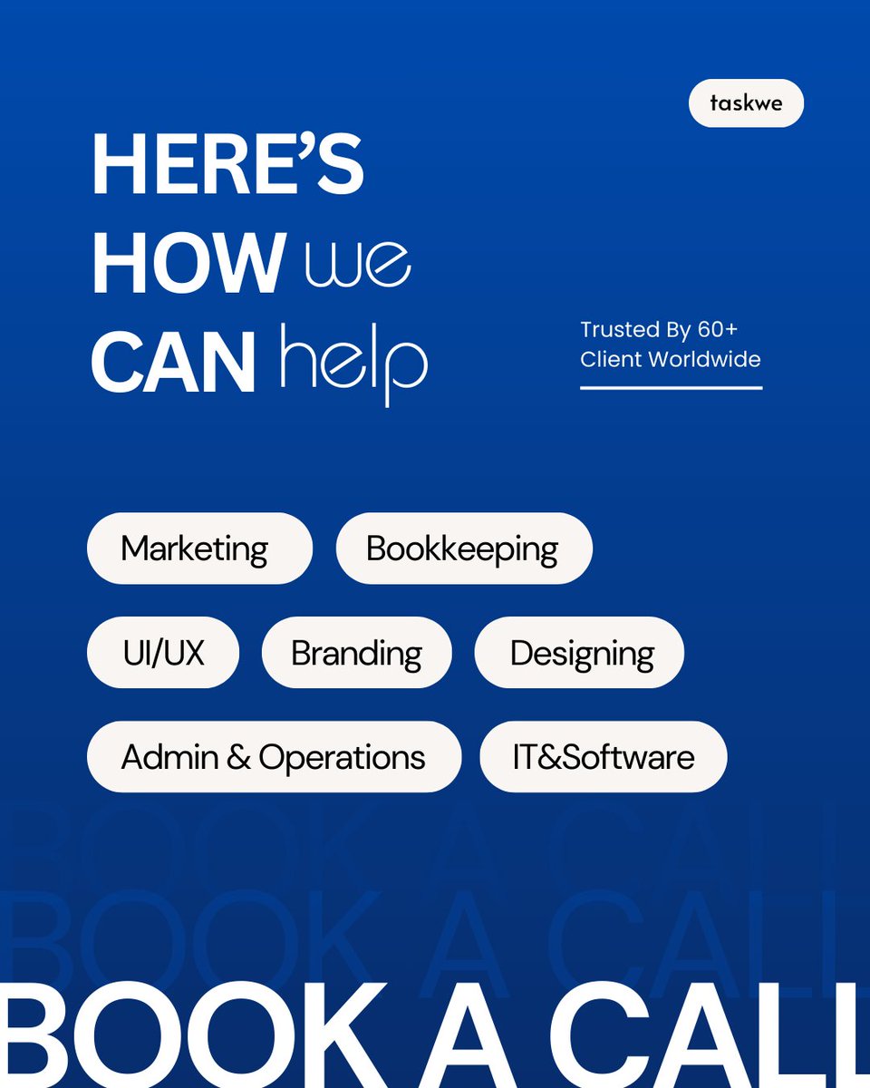 task_we's tweet photo. 🎯 Struggling to manage your business tasks?
Taskwe offers expert solutions in Marketing, UI/UX, Bookkeeping, and more.

🌍 Trusted by 60+ clients worldwide. Let's grow your business together!

📞 Book a call now: https://t.co/aNw0hbibWQ

#Donnaldtrump #USA #ElonMusk #business https://t.co/OYmOLrPwDr