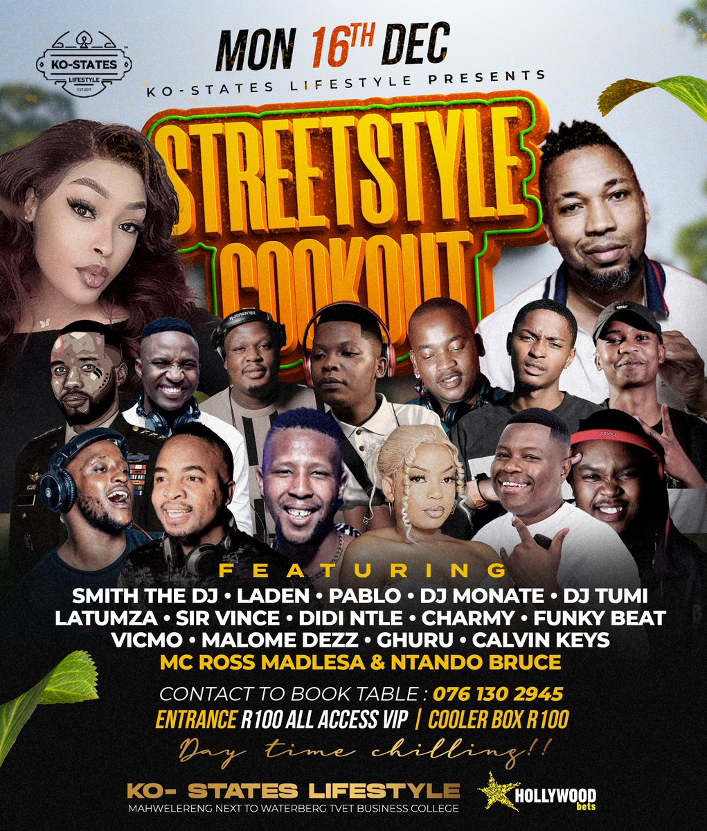 KOSTATES's tweet photo. Let’s welcome our DJs for 16th Dec 
#RnB 
#Amapiano 
#DeepHouse 
#Hiphop 
#Limpopo https://t.co/Y2CWwCF9GT