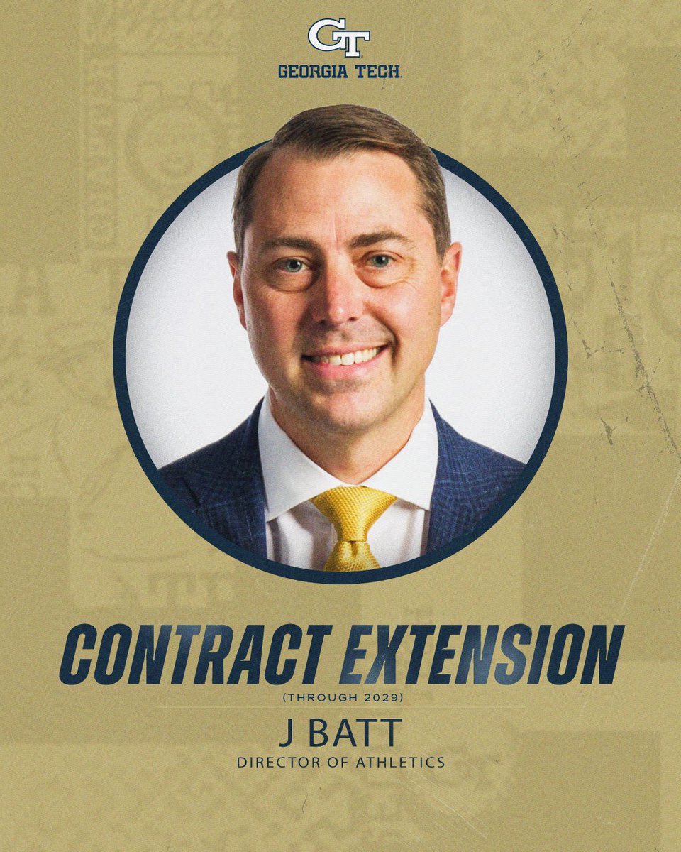 GTAthletics's tweet image. We’re excited to announce that AD @GTBattman and @GeorgiaTechFB head coach @CoachBrentKeyGT have both received new 5-year contracts that extend them through 2029!

📰 buzz.gt/Batt-Key-24

#StingEm 🐝