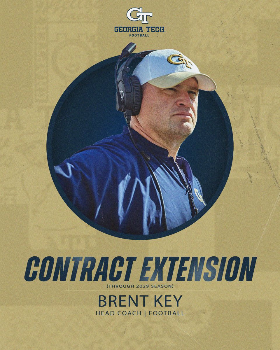 GTAthletics's tweet image. We’re excited to announce that AD @GTBattman and @GeorgiaTechFB head coach @CoachBrentKeyGT have both received new 5-year contracts that extend them through 2029!

📰 buzz.gt/Batt-Key-24

#StingEm 🐝