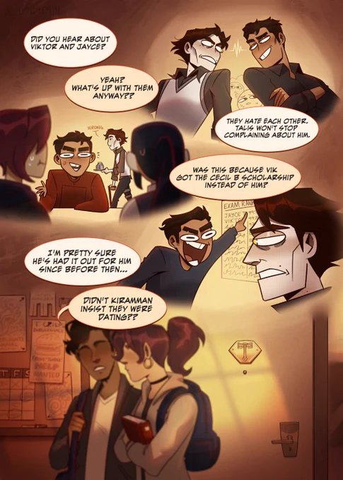 here's the modern academic rivals / secret relationship au comic i did for the 2022 jayvik zine that i totally forgot to share LOL #jayvik 