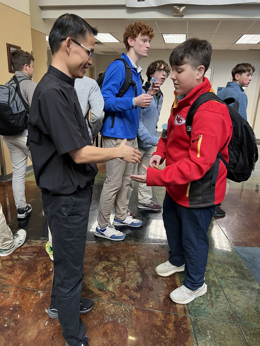 RockPastoral's tweet photo. We pray in thanksgiving for Mr. Viet Vu, novice of the Society of Jesus, who departs after his 8-week experiment. He stayed busy assisting on retreats, in the classroom, and dominating in table tennis! God bless you, Mr. Vu! You will be in our prayers! https://t.co/oBmFKf44jn