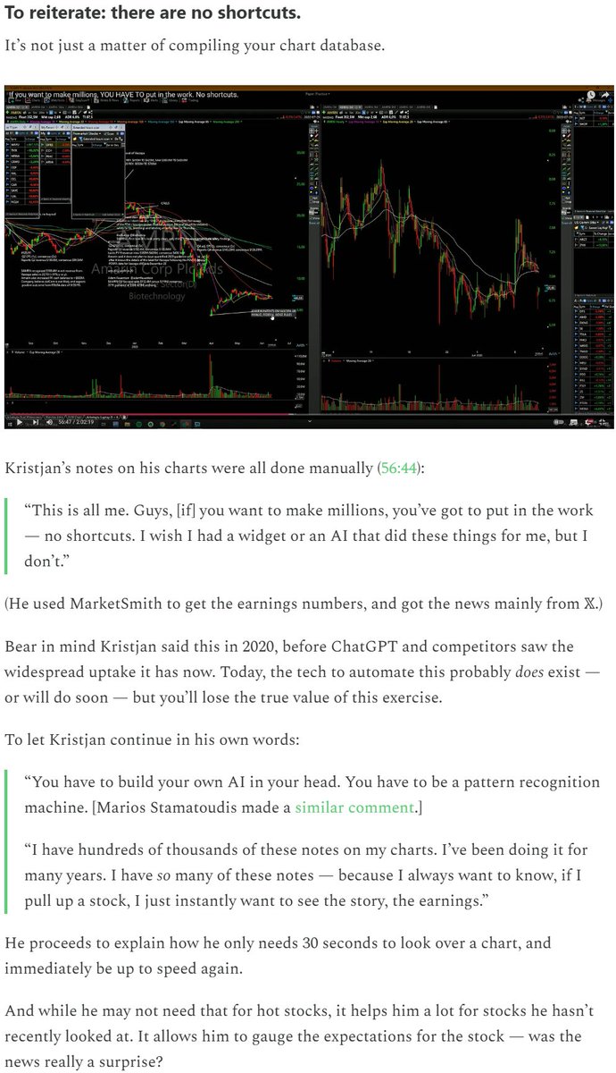 As I continue exploring <a href="/Qullamaggie/">Kristjan Kullamägi 🇺🇦</a>’s archive, I can’t help but think how lucky we all are.

We live in a time where we can access some of the highest quality study material that’s perhaps EVER existed for momentum swing traders — for free!

And though the streams are getting
