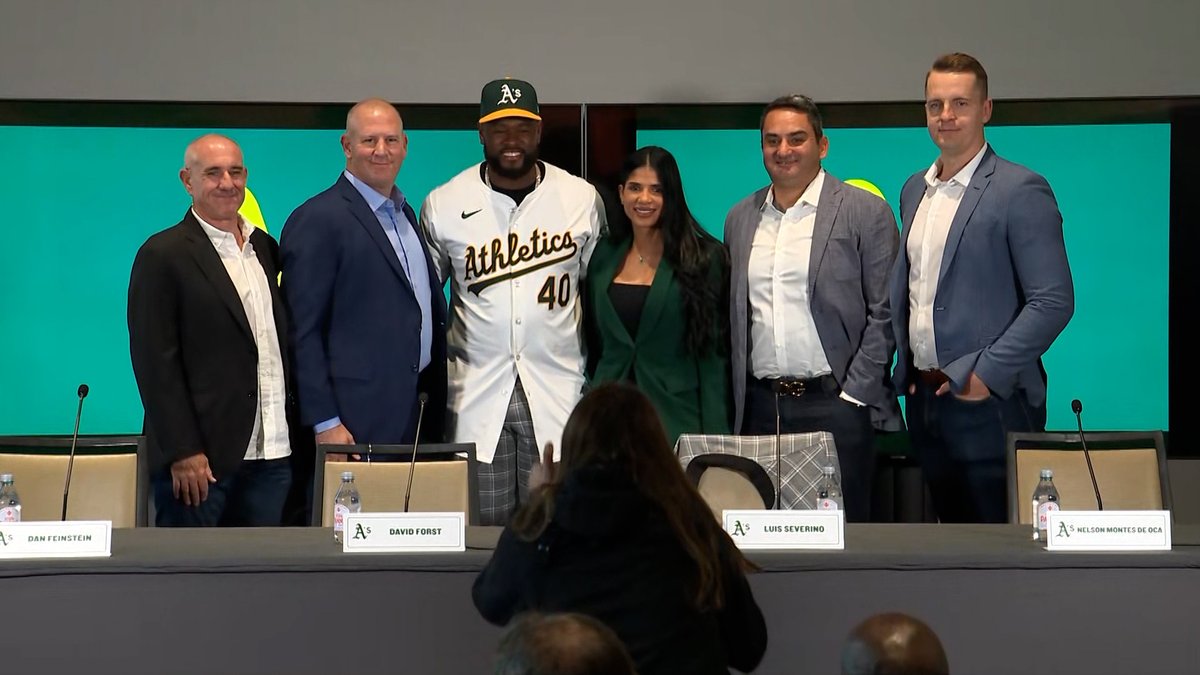 NBCSAthletics's tweet photo. All smiles at Luis Severino's introductory press conference 😄 https://t.co/962WBk5Mt2