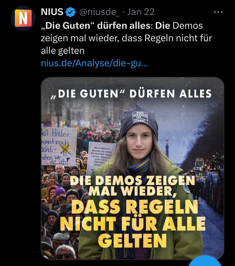 Das war die Reaktion von #NIUS auf unsere Großdemo gegen Rechts mit 350.000: Mich als Versammlungsleitung als Ziel für rechte Hetzer freizugeben. 
Passt auch zu nem rechtsextremen Schmierblatt. Super, dass #zdfmagazin zeigt, wie tief die braunen Strukturen gehen.

#volksgitarre