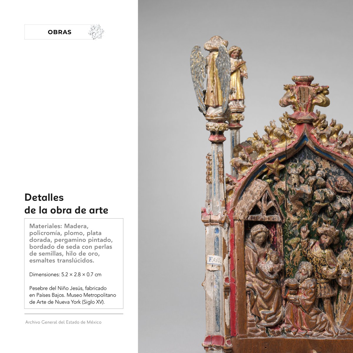 agem_mex's tweet photo. ¿Quién no reconoce los nacimientos que adornan cada rincón durante las fiestas decembrinas? Las #cunas del “Niño Jesús” son piezas de #arte medieval, siendo los primeros #pesebres reproducidos en “masa”, los cuales son preservados en el @metmuseum. #OficialíaMayor #SomosAGEMÉX https://t.co/IHVbLb4lH6
