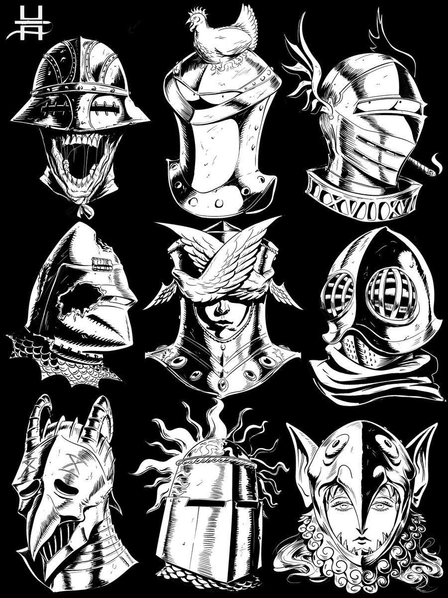 Inking some more helms! 