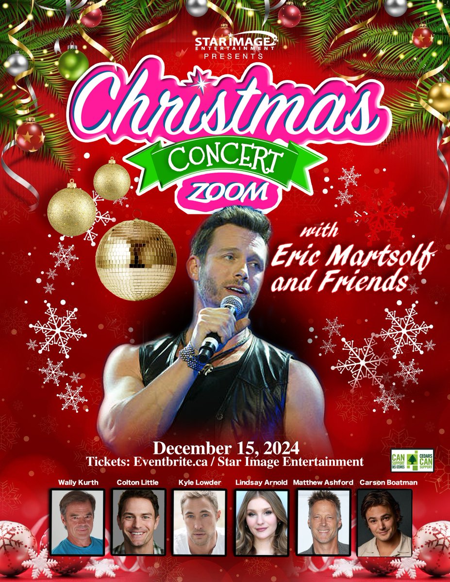 Star Image Entertainment (@starimageent) on Twitter photo Days Of Our Lives Christmas Concert Zoom
Sunday Dec 15
Hosted by Eric Martsolf!
Featuring <a href="/_coltonlittle_/">Colton Little</a> <a href="/CarsonBoatman/">Carson Boatman</a> <a href="/wallykurth98/">Wally Kurth</a> <a href="/kylelowder132/">kyle lowder</a> <a href="/matthew_ashford/">Matthew Ashford</a> <a href="/ericmartsolf/">Eric Martsolf</a> & Lindsay Arnold
Click here for tickets
eventbrite.ca/e/1084300504999 Days Of Our Lives Christmas Concert Zoom
Sunday Dec 15
Hosted by Eric Martsolf!
Featuring <a href="/_coltonlittle_/">Colton Little</a> <a href="/CarsonBoatman/">Carson Boatman</a> <a href="/wallykurth98/">Wally Kurth</a> <a href="/kylelowder132/">kyle lowder</a> <a href="/matthew_ashford/">Matthew Ashford</a> <a href="/ericmartsolf/">Eric Martsolf</a> & Lindsay Arnold
Click here for tickets
eventbrite.ca/e/1084300504999