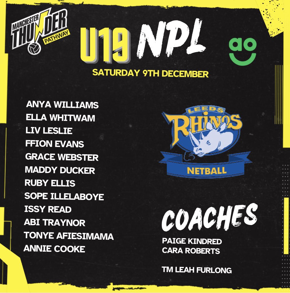 ThunderPathway's tweet photo. Wishing our squads the very best of luck tomorrow in their fixtures against @rhinosnetball 🖤💛 https://t.co/KB1emtpKTe