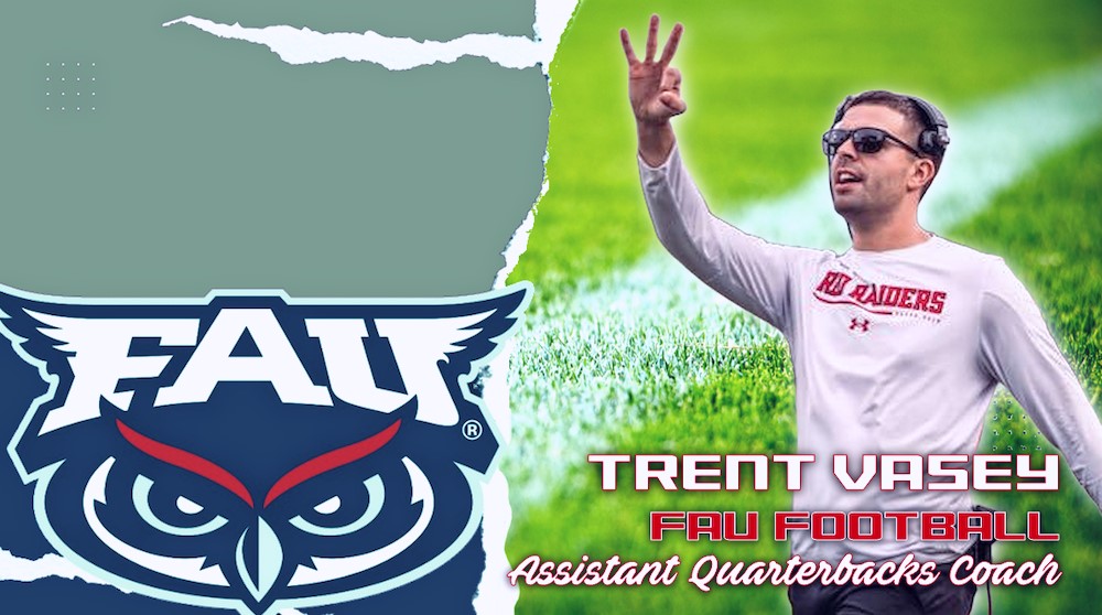 FAU Owls Nest (@fau_owls_nest) on Twitter photo The Third Pick is IN for <a href="/FAUFootball/">Florida Atlantic Football</a> Coach <a href="/ZKittley/">Zach Kittley</a> โ๏ธ Please WELCOME Assistant Quarterbacks Coach <a href="/Coach_Vasey/">Trent Vasey</a> to Owl Nation! #FAU ๐ฆ The Third Pick is IN for <a href="/FAUFootball/">Florida Atlantic Football</a> Coach <a href="/ZKittley/">Zach Kittley</a> โ๏ธ Please WELCOME Assistant Quarterbacks Coach <a href="/Coach_Vasey/">Trent Vasey</a> to Owl Nation! #FAU ๐ฆ