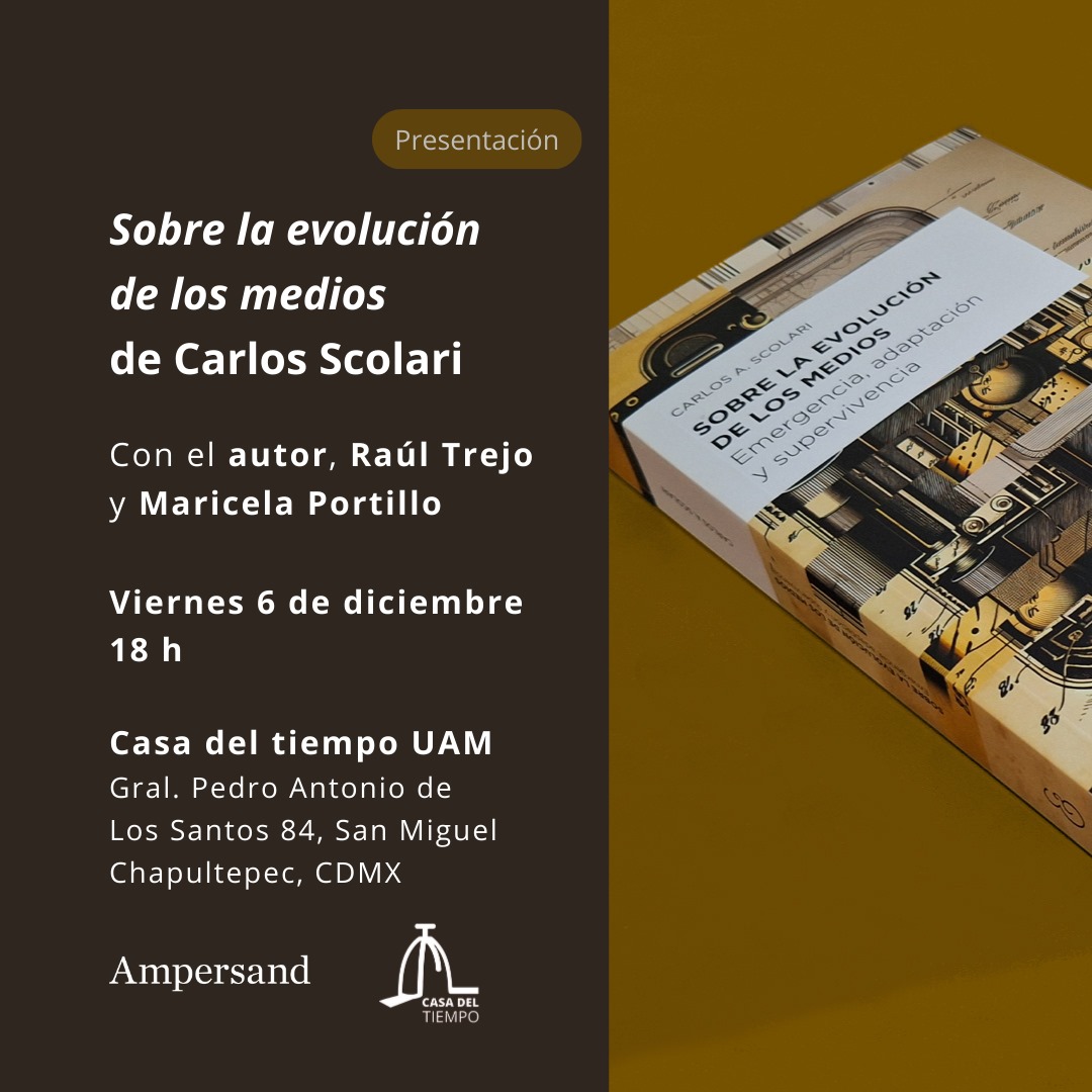 ¡Vamos! En unos momentos es la presentación de: Sobre la evolución de los medios de <a href="/cscolari/">Carlos A. Scolari</a> publicado por <a href="/Ampersand_ed/">EdicionesAmpersand</a>  Los esperamos a las 6 pm en @casadeltiempouam UAM.
Pasen a saludar.