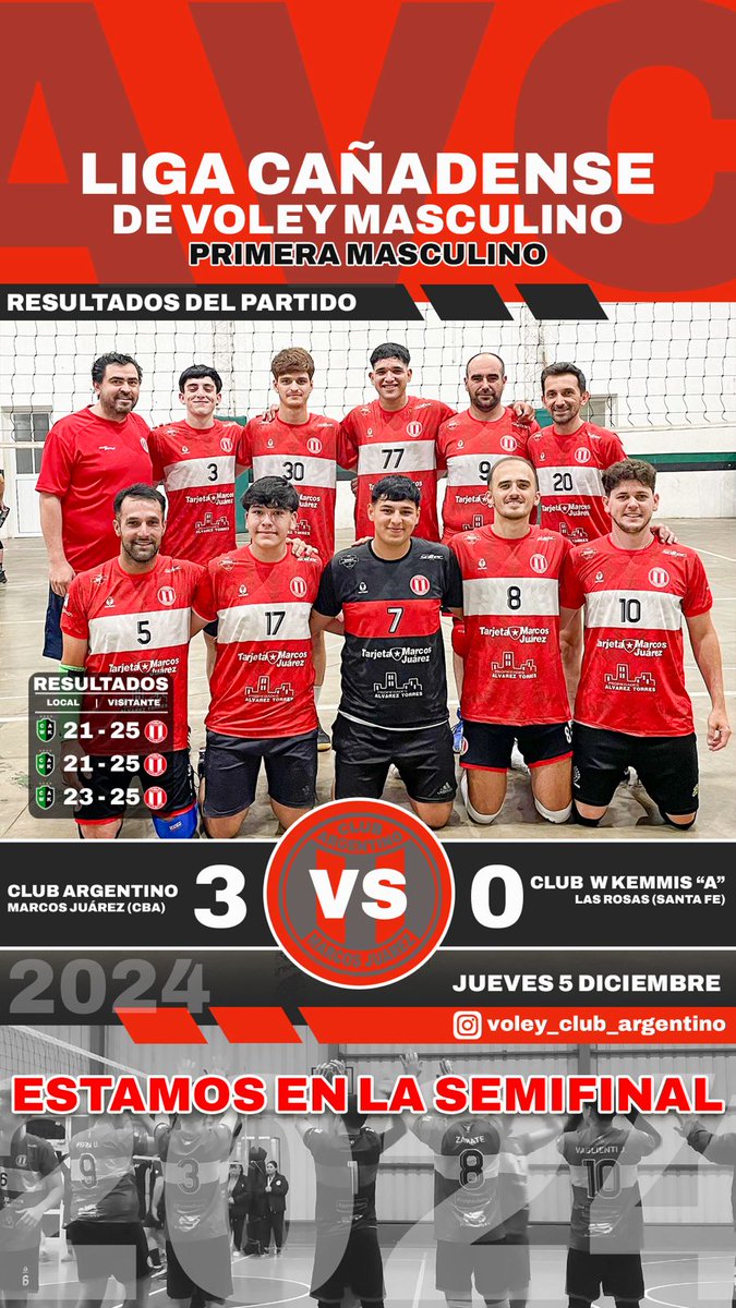 ◇CUARTOS de FINAL LIGA CAÑADENSE◇
•Ayer x la noche, viajamos a Las Rosas al Club Kemmis a jugar los Cuartos d Final, logrando la Victoria por 3 a 0 en Sets y así avanzar a las semifinales que se jugarán este domingo en San José del Esquina.💪🏻🏐
VAMOS Rojo✔️🔴⚪️🔴