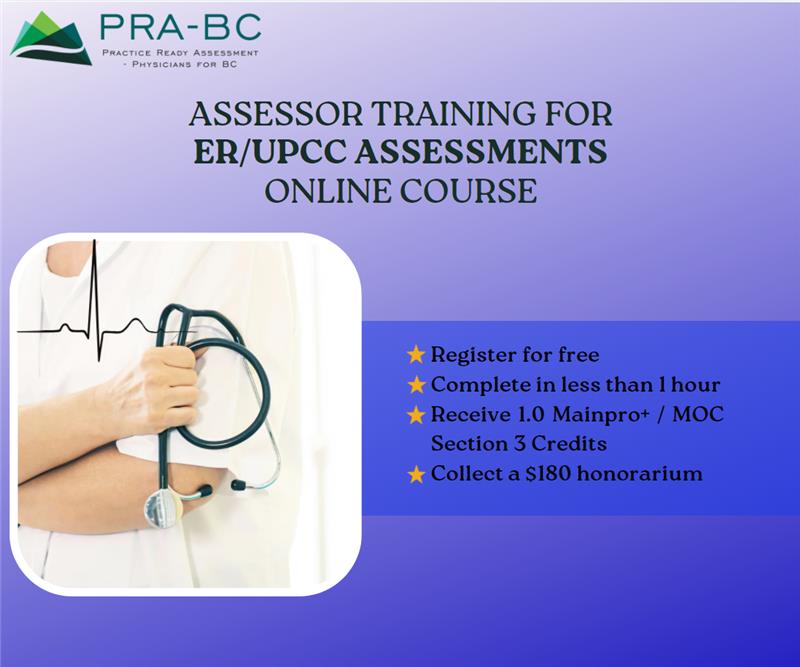 PRA-BC, in partnership with <a href="/UBCCPD/">UBC CPD</a>, has designed an online course for physicians conducting PRA-BC assessments in Emergency Departments and Urgent Primary Care Centres. If you are a BC Physician and interested in attending this free course, register now! ubccpd.ca/learn/tailored…