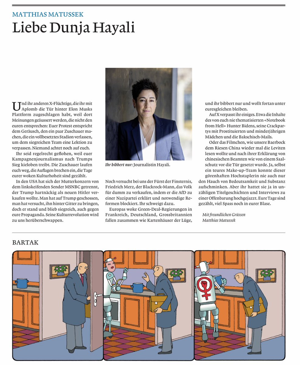 mmatussek's tweet image. All diese #Halalis, die derzeit großspurig diese #Plattform aus #Protest gegen Elon #Musk verlassen, sind zu bedauern - sie verpassen doch einfach zu viel, zum Beispiel diesen #Brief😂